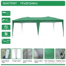 Quictent 10x20 ft Pop Up Canopy Party tent Camping tent Beach Gazebo Heavy duty Height Adjustable Waterproof No Sidewalls Beige